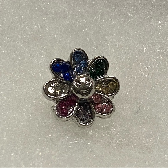 NEW•Silver Multicolor crystal Flower DIY charm - Picture 2 of 8